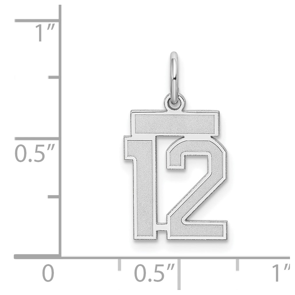 Sterling Silver/Rhodium-plated Satin Number 12 Charm (QPS12)
