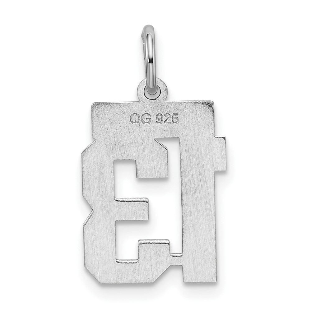 Sterling Silver/Rhodium-plated Satin Number 13 Charm (QPS13)