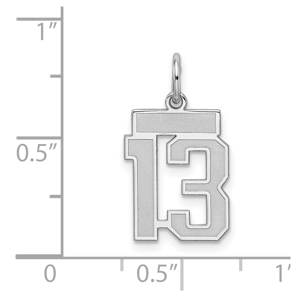 Sterling Silver/Rhodium-plated Satin Number 13 Charm (QPS13)