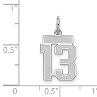 Sterling Silver Rhodium-plated Satin Number 13 Charm view 3
