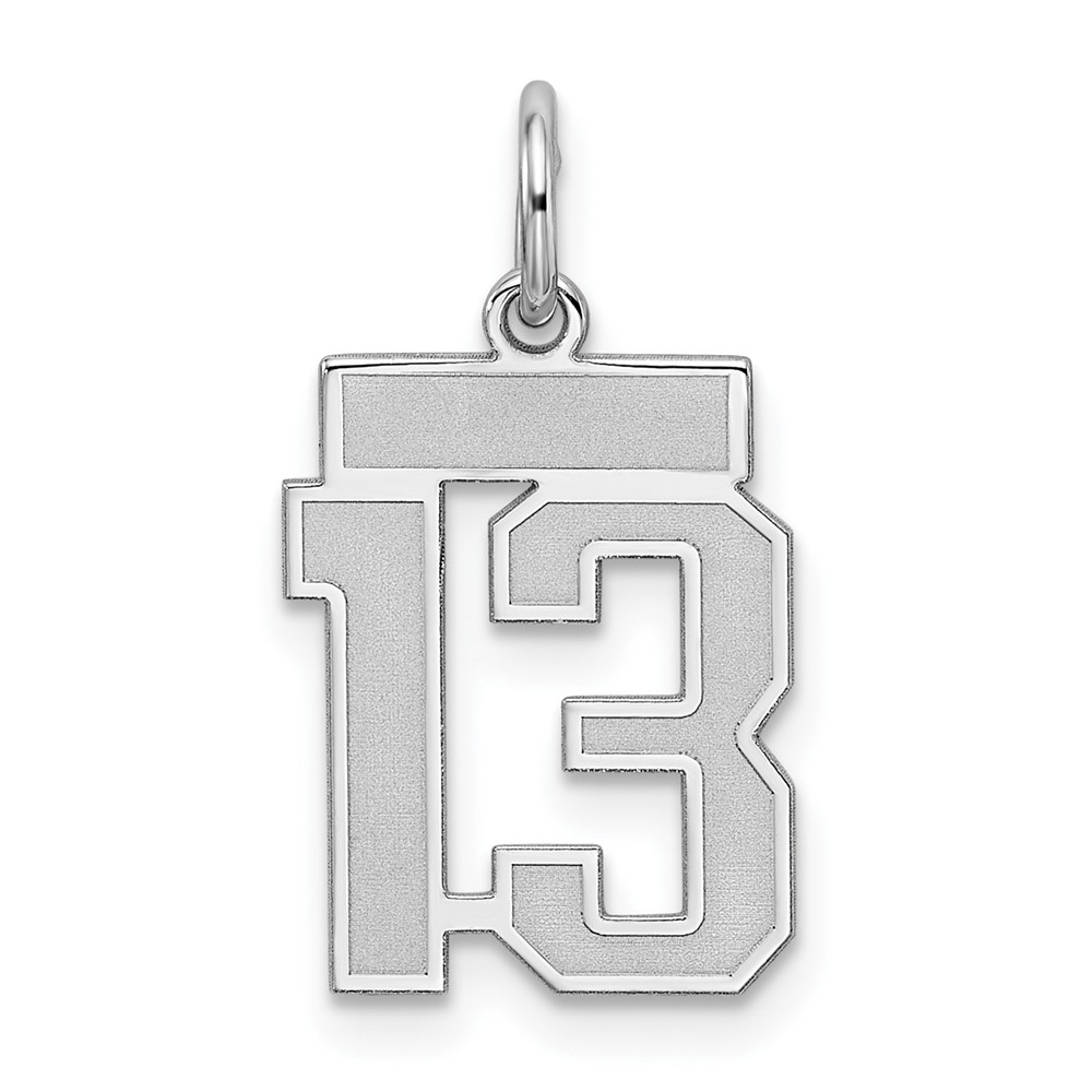 Sterling Silver/Rhodium-plated Satin Number 13 Charm (QPS13)