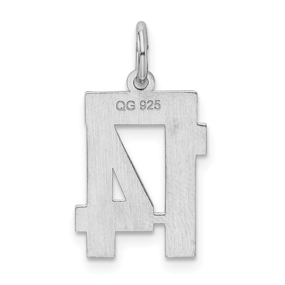 Sterling Silver/Rhodium-plated Satin Number 14 Charm (QPS14)