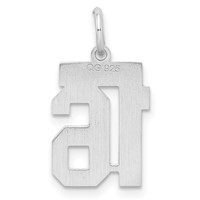 Sterling Silver Rhodium-plated Satin Number 16 Charm view 4