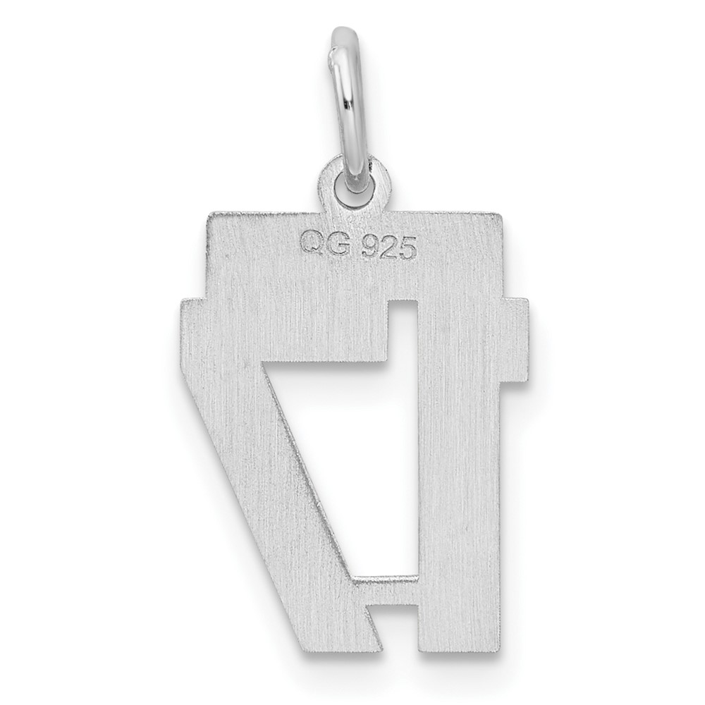 Sterling Silver/Rhodium-plated Satin Number 17 Charm (QPS17)