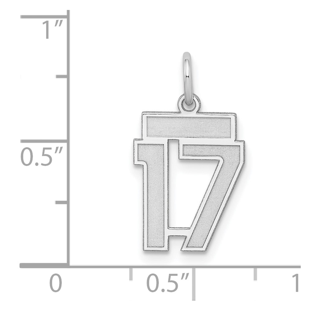 Sterling Silver/Rhodium-plated Satin Number 17 Charm (QPS17)