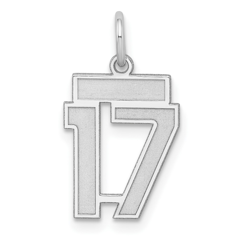 Sterling Silver/Rhodium-plated Satin Number 17 Charm (QPS17)