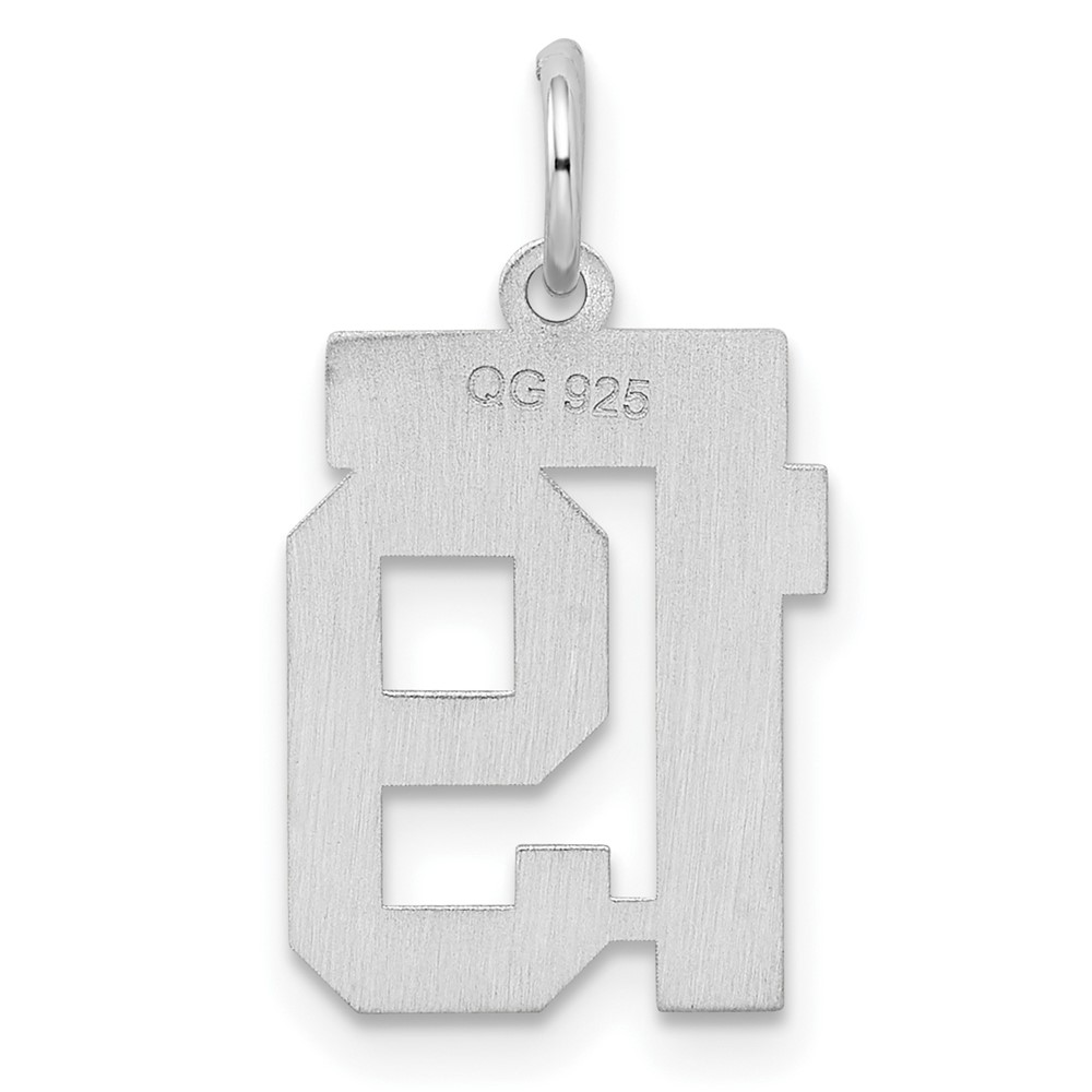 Sterling Silver/Rhodium-plated Satin Number 19 Charm (QPS19)