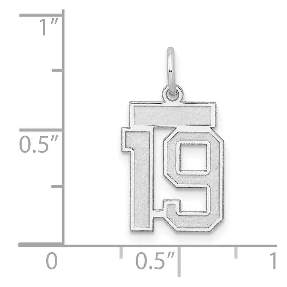 Sterling Silver/Rhodium-plated Satin Number 19 Charm (QPS19)