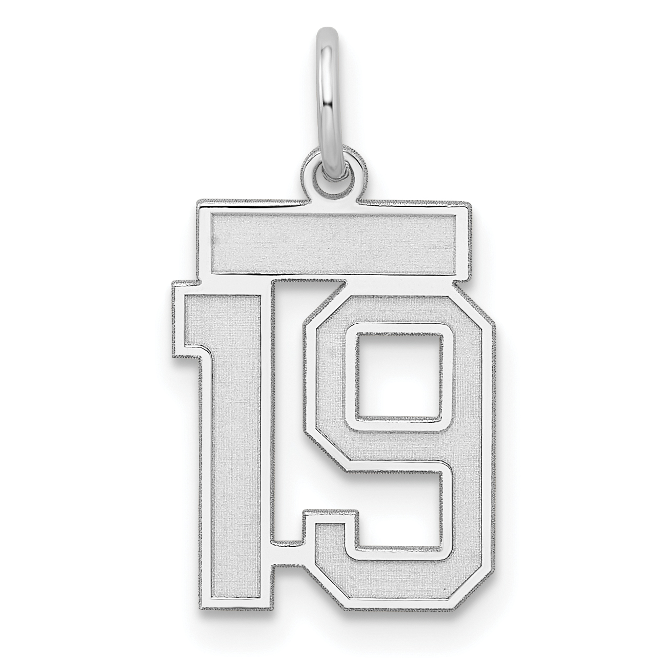 Sterling Silver/Rhodium-plated Satin Number 19 Charm (QPS19)