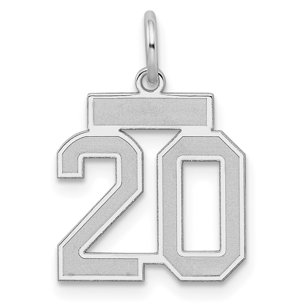 Sterling Silver Rhodium-plated Satin Number 20 Charm