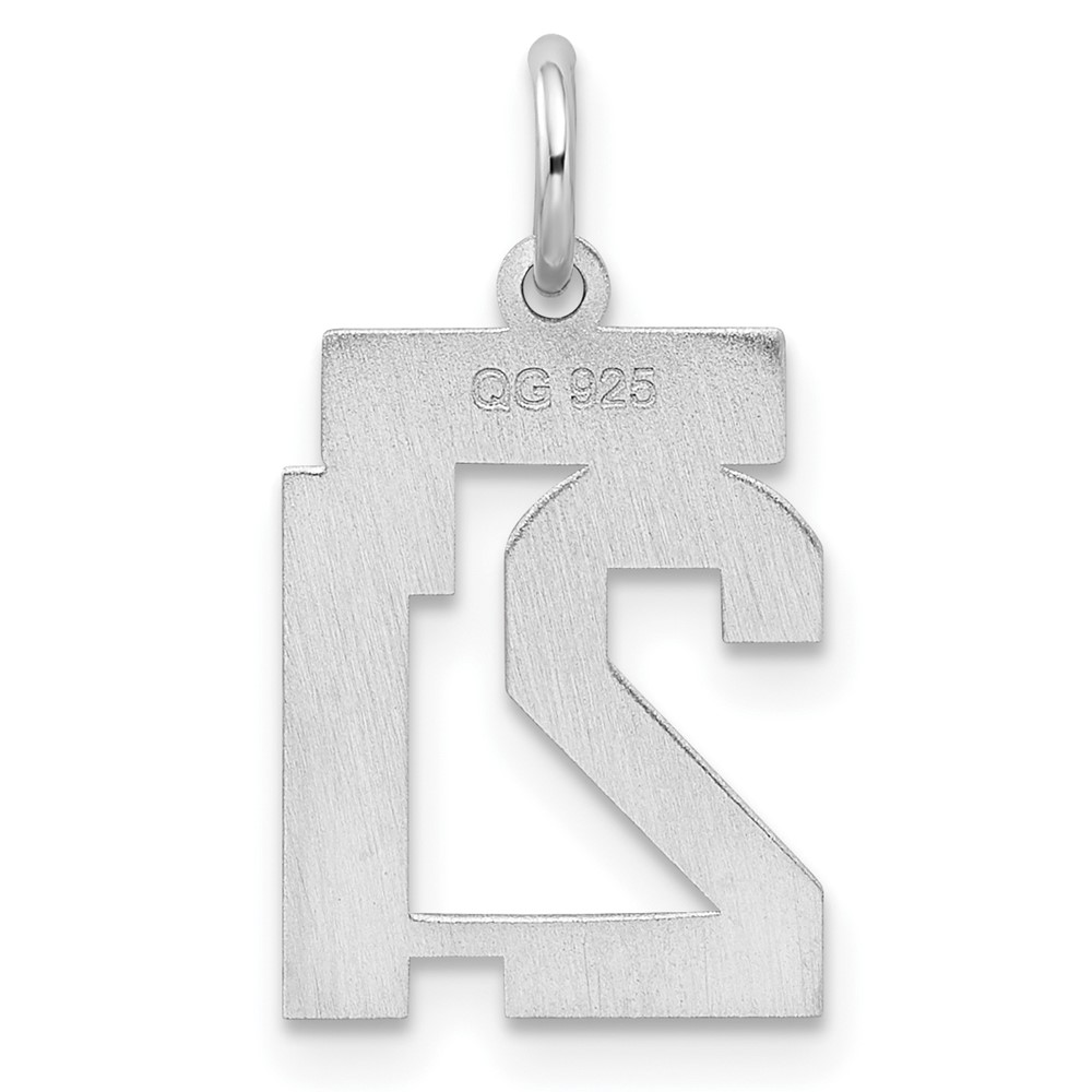 Sterling Silver/Rhodium-plated Satin Number 21 Charm (QPS21)