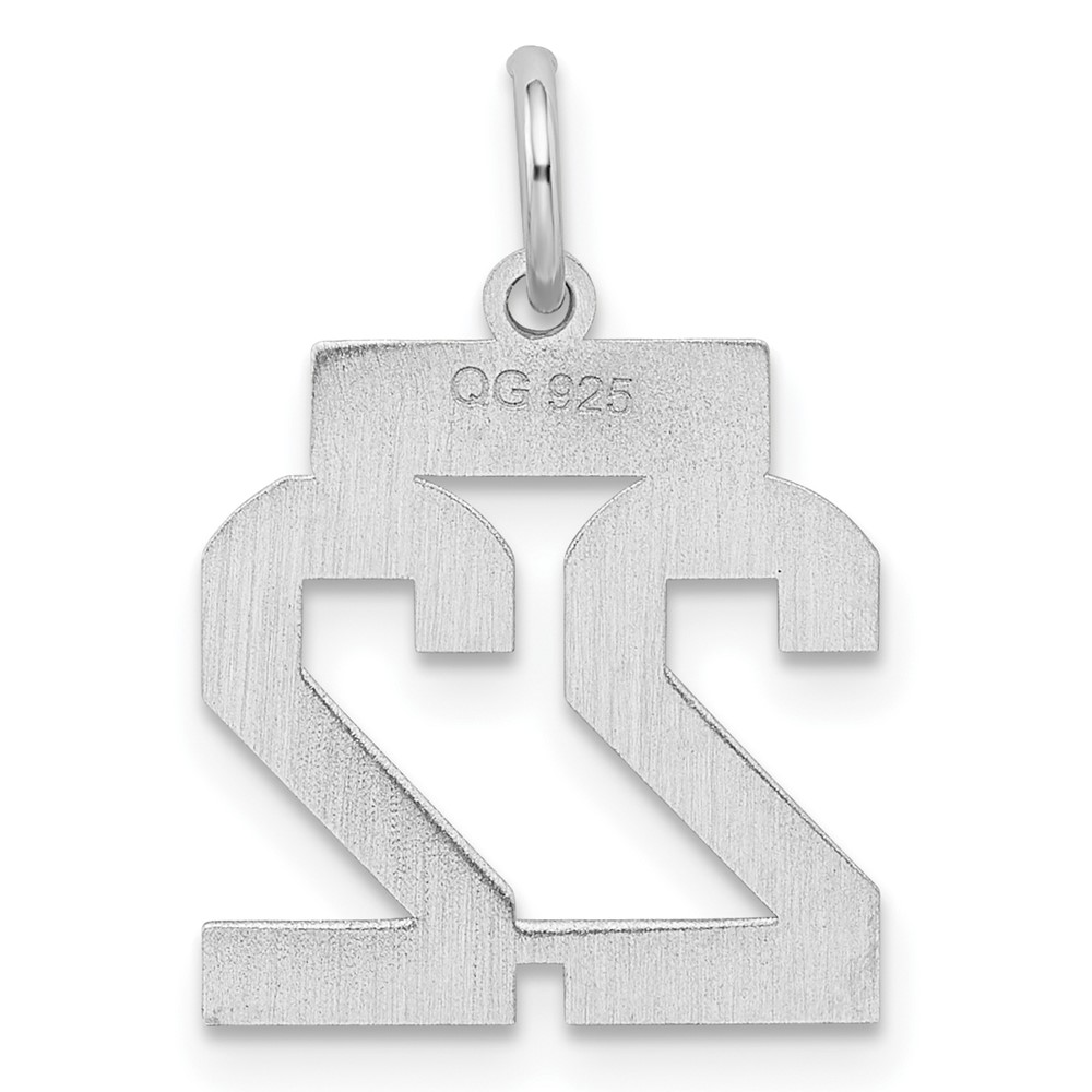 Sterling Silver/Rhodium-plated Satin Number 22 Charm (QPS22)