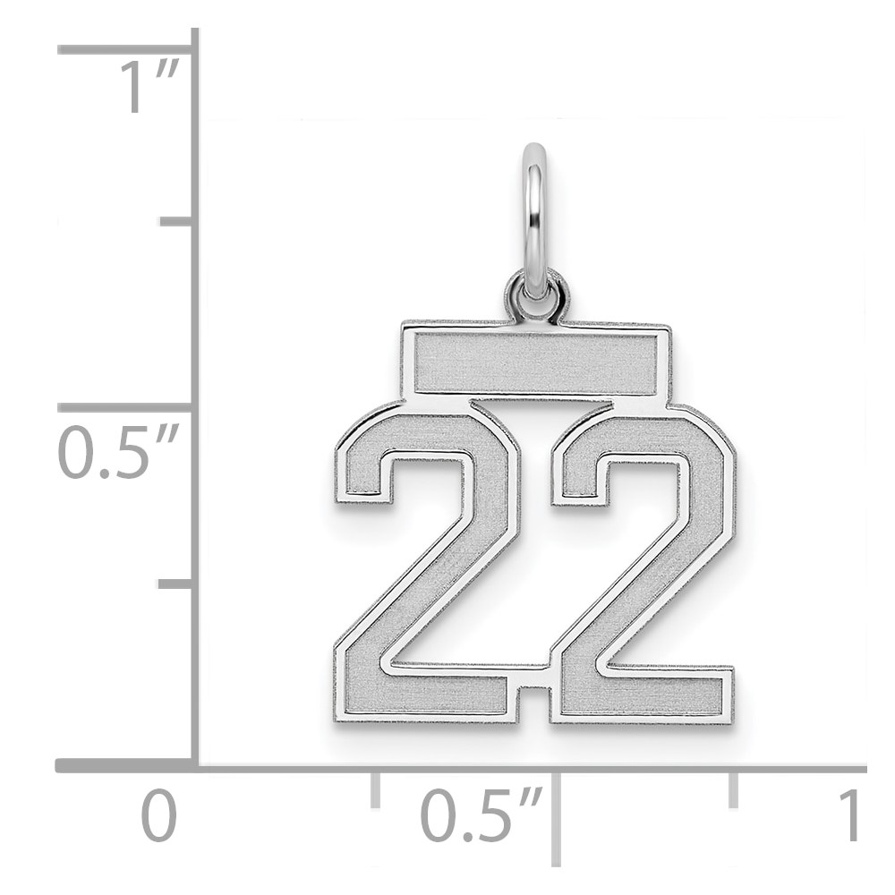 Sterling Silver/Rhodium-plated Satin Number 22 Charm (QPS22)