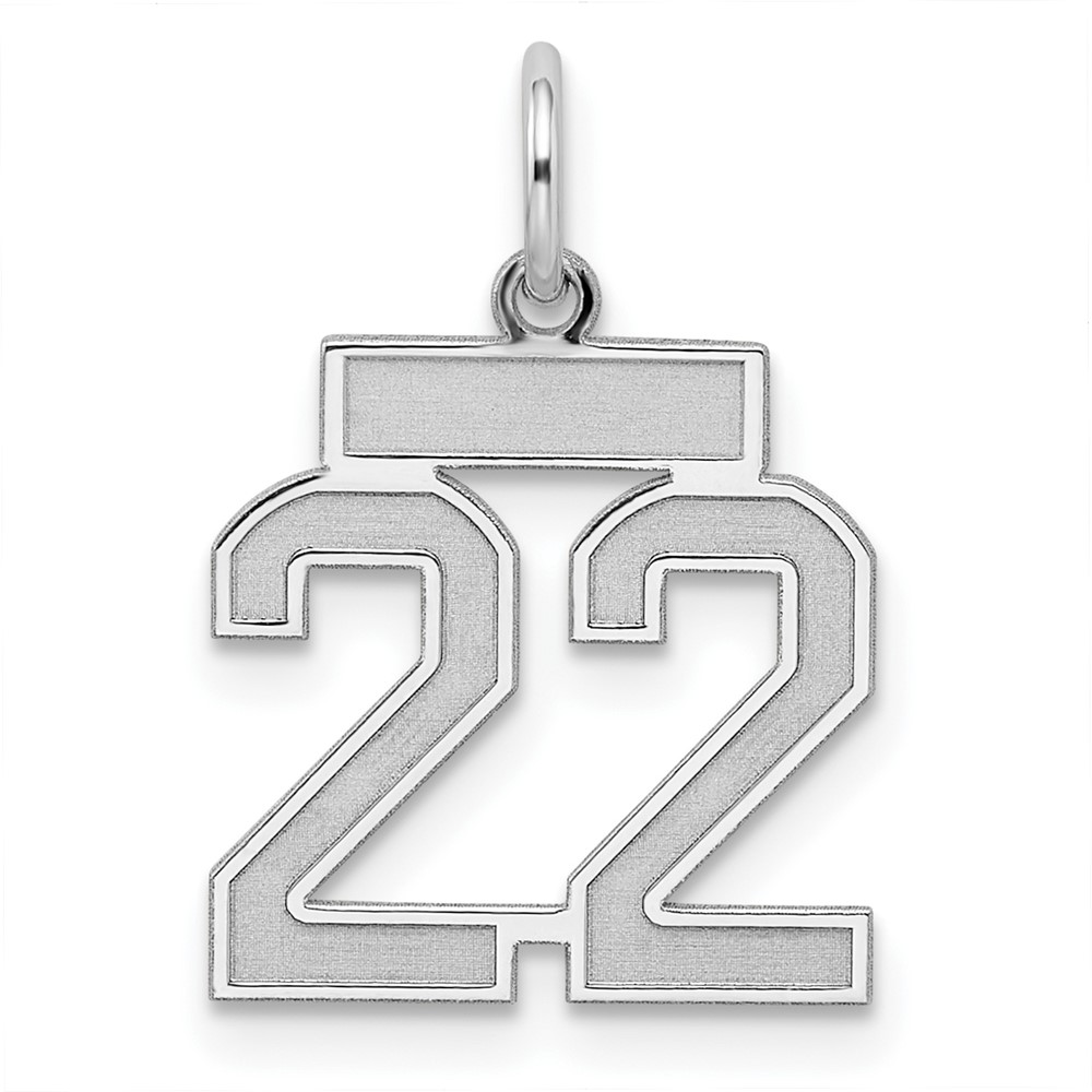 Sterling Silver/Rhodium-plated Satin Number 22 Charm (QPS22)