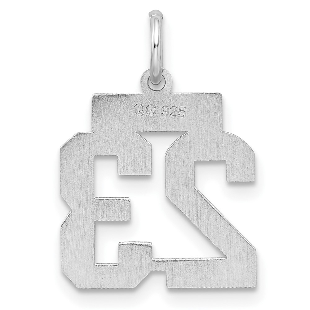 Sterling Silver/Rhodium-plated Satin Number 23 Charm (QPS23)
