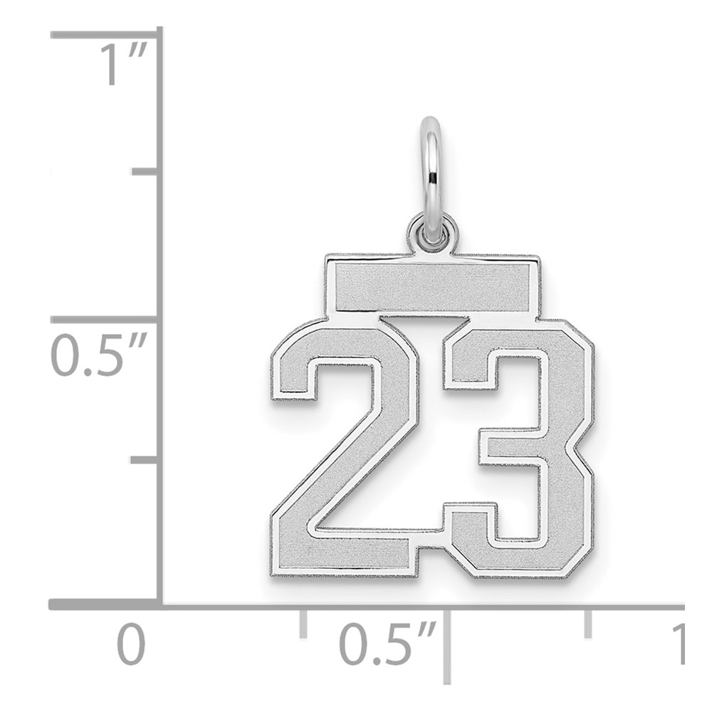 Sterling Silver/Rhodium-plated Satin Number 23 Charm (QPS23)