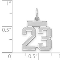 Sterling Silver Rhodium-plated Satin Number 23 Charm view 3