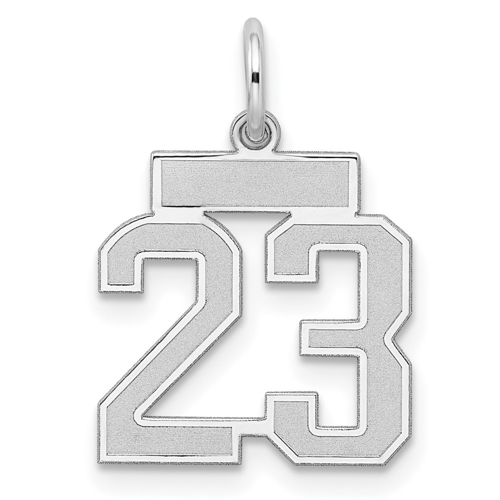 Sterling Silver/Rhodium-plated Satin Number 23 Charm (QPS23)