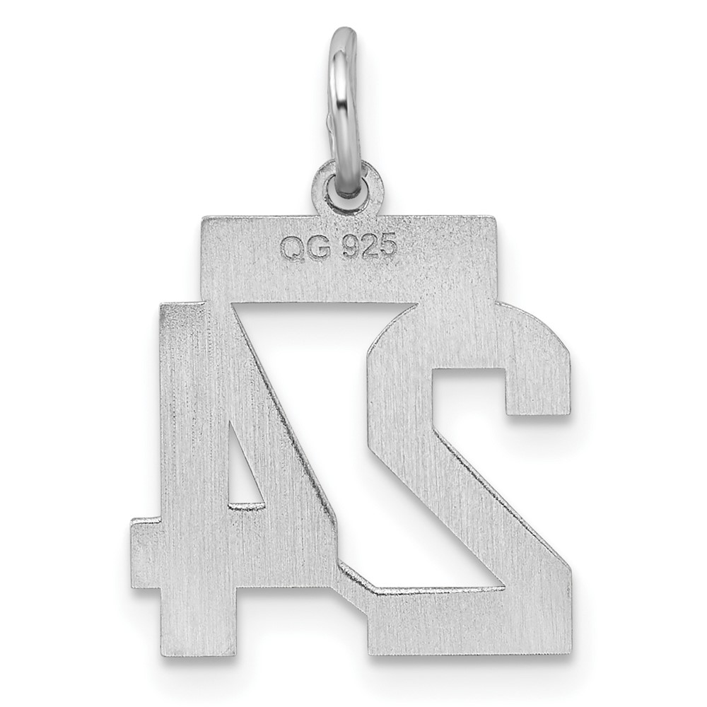 Sterling Silver/Rhodium-plated Satin Number 24 Charm (QPS24)