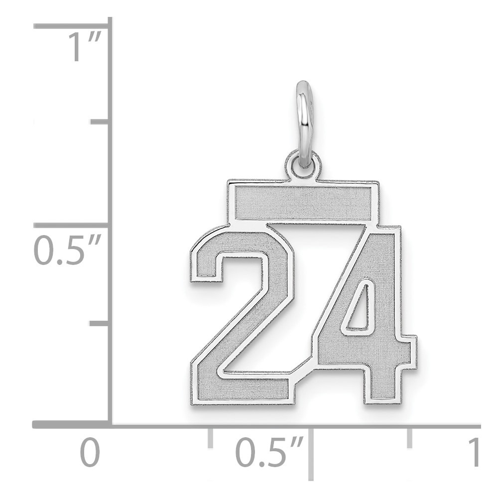 Sterling Silver/Rhodium-plated Satin Number 24 Charm (QPS24)