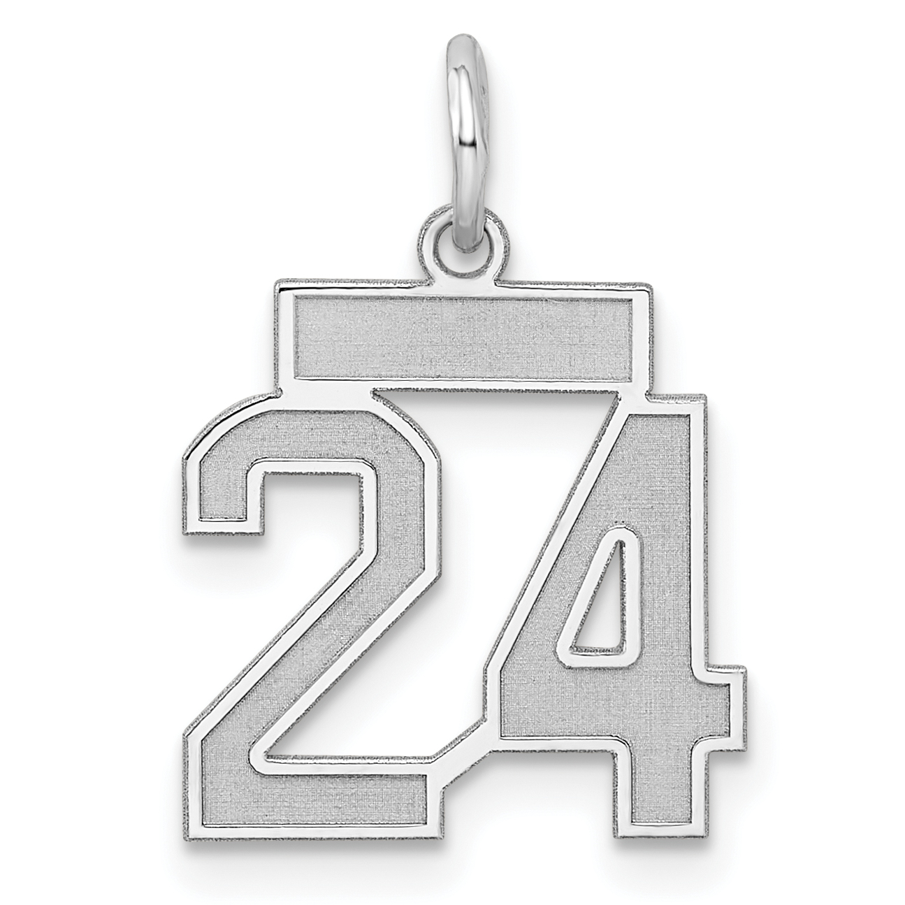 Sterling Silver/Rhodium-plated Satin Number 24 Charm (QPS24)