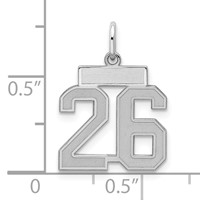 Sterling Silver Rhodium-plated Satin Number 26 Charm view 2