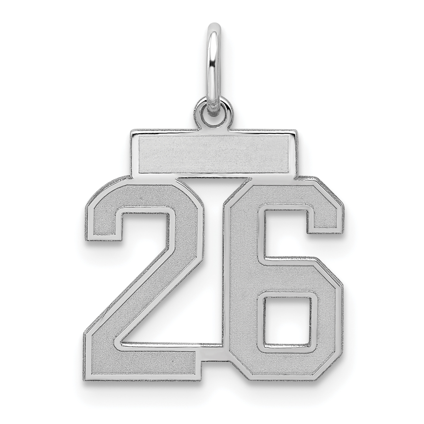 Sterling Silver/Rhodium-plated Satin Number 26 Charm (QPS26)