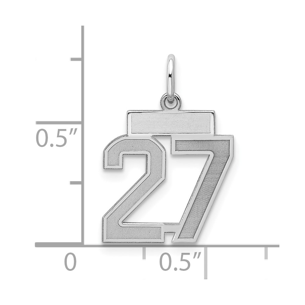 Sterling Silver/Rhodium-plated Satin Number 27 Charm (QPS27)