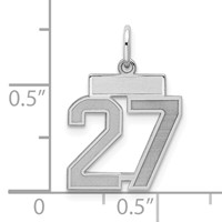 Sterling Silver Rhodium-plated Satin Number 27 Charm view 2