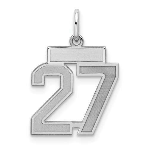 Sterling Silver Rhodium-plated Satin Number 27 Charm