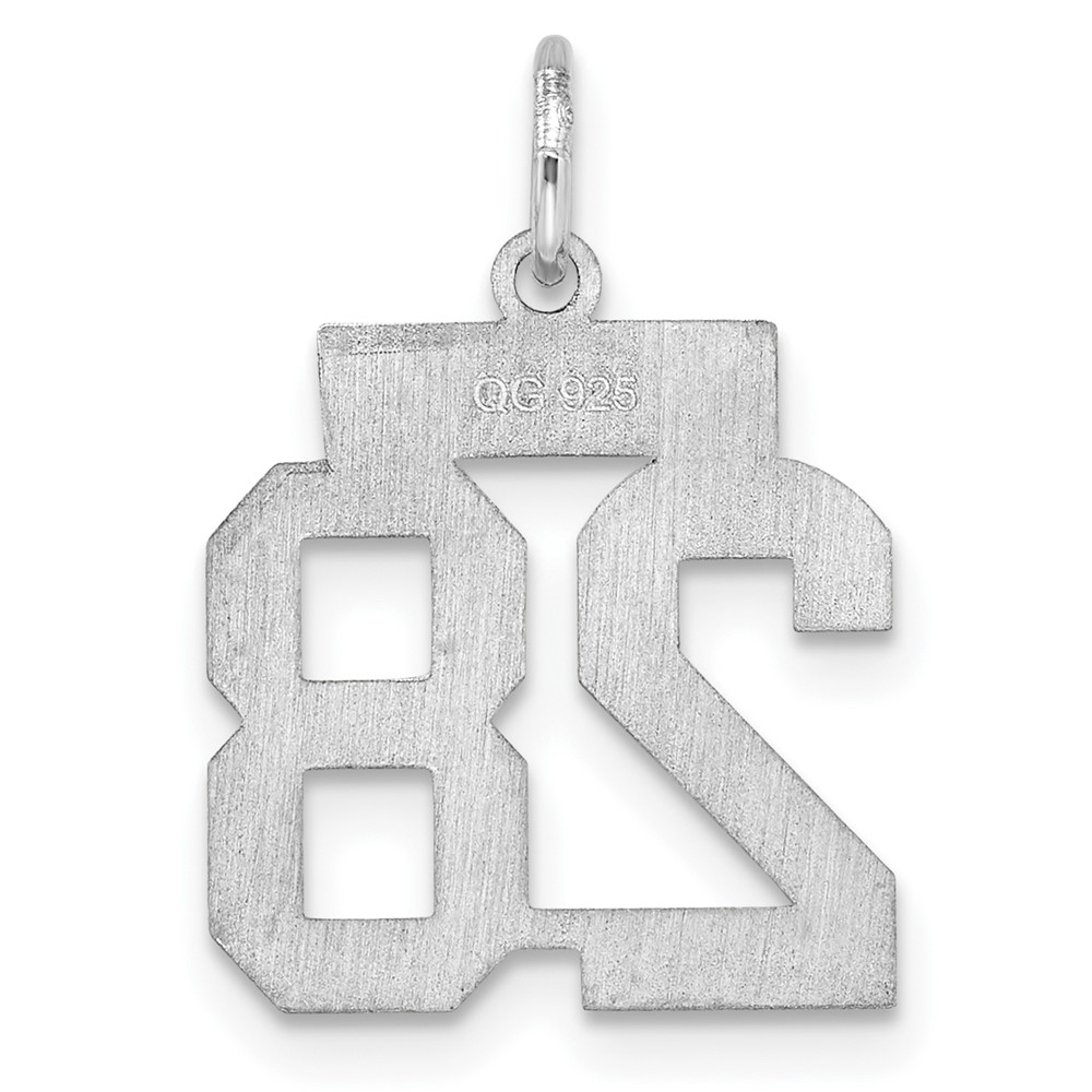 Sterling Silver/Rhodium-plated Satin Number 28 Charm (QPS28)
