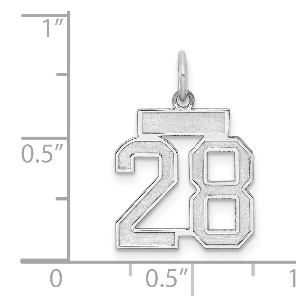 Sterling Silver/Rhodium-plated Satin Number 28 Charm (QPS28)