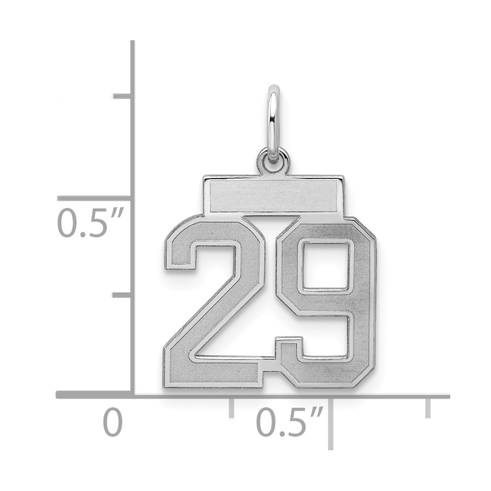 Sterling Silver/Rhodium-plated Satin Number 29 Charm (QPS29)