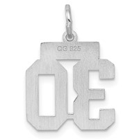 Sterling Silver Rhodium-plated Satin Number 30 Charm view 4