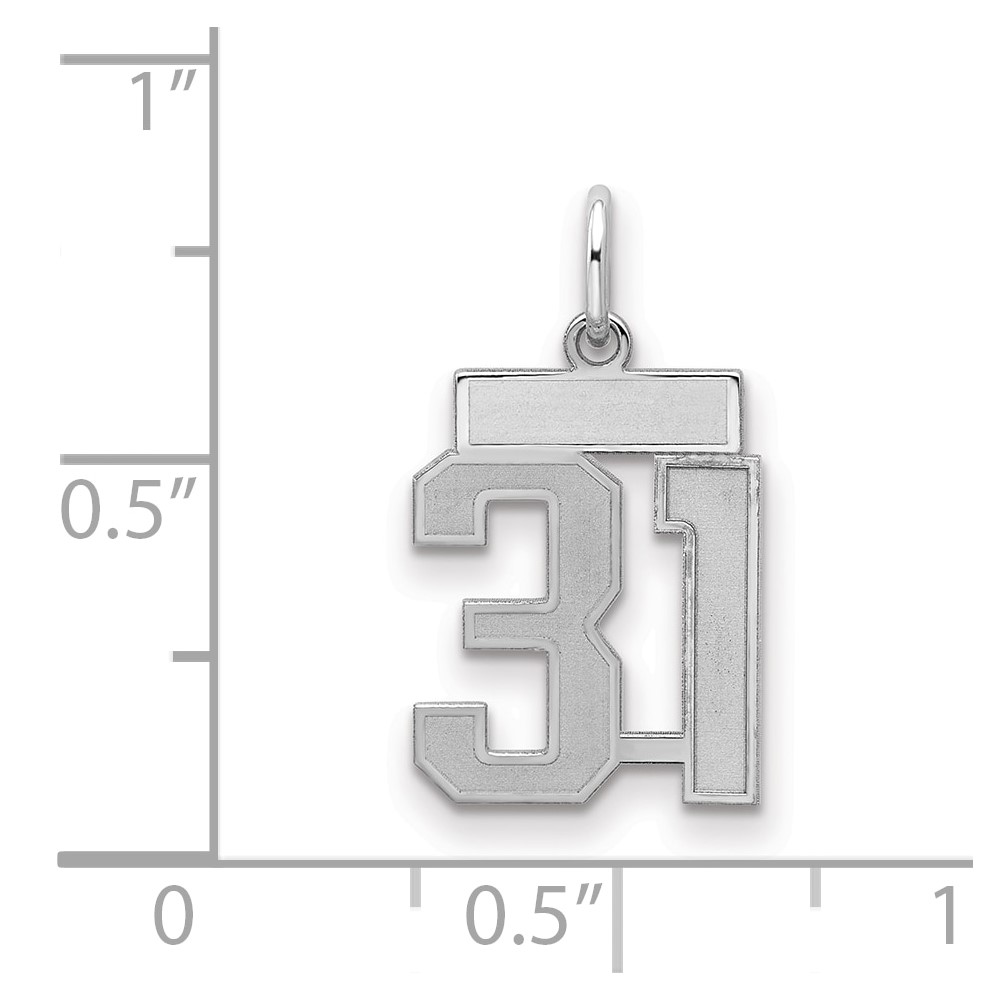 Sterling Silver/Rhodium-plated Satin Number 31 Charm (QPS31)