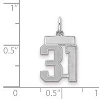 Sterling Silver Rhodium-plated Satin Number 31 Charm view 2