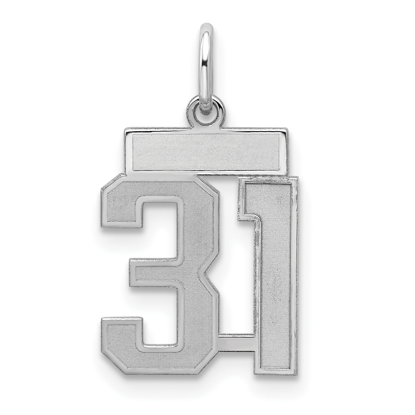 Sterling Silver/Rhodium-plated Satin Number 31 Charm (QPS31)
