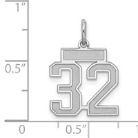 Sterling Silver Rhodium-plated Satin Number 32 Charm view 3
