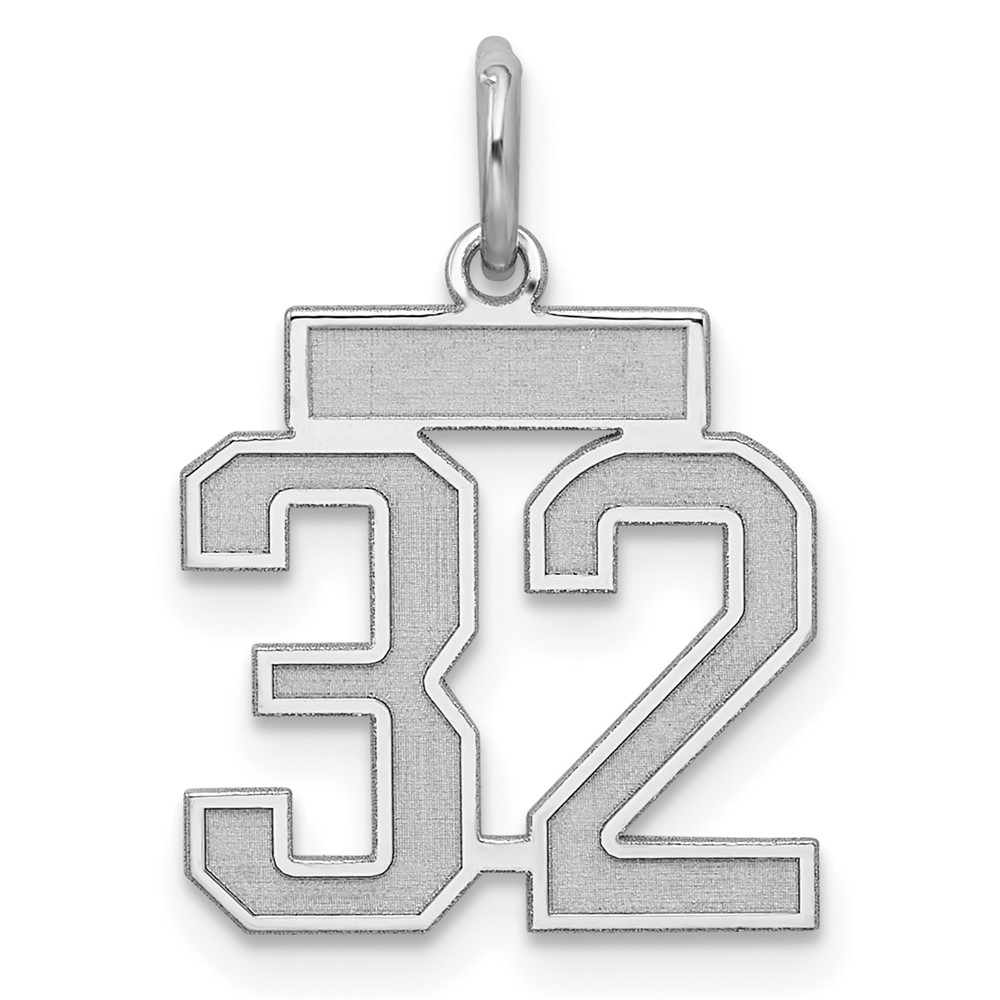 Sterling Silver/Rhodium-plated Satin Number 32 Charm (QPS32)