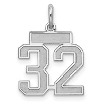 Sterling Silver Rhodium-plated Satin Number 32 Charm view 1