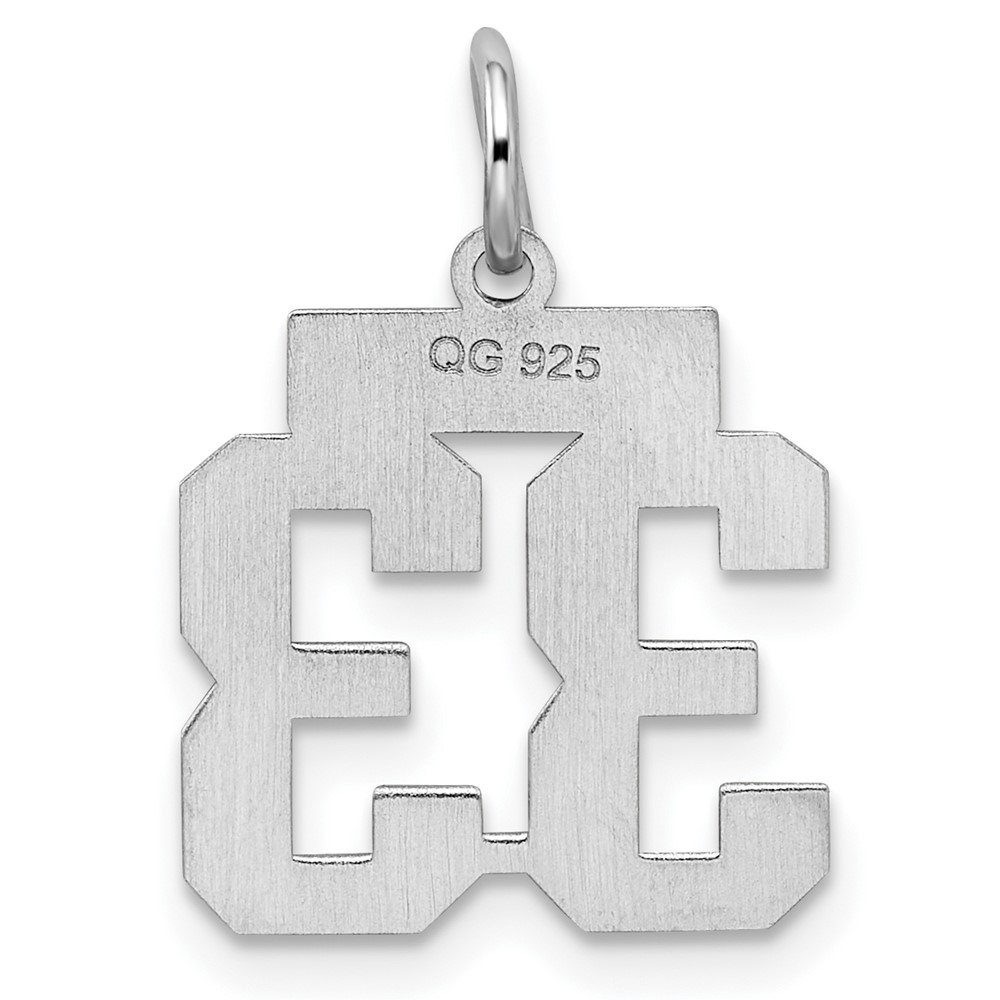Sterling Silver/Rhodium-plated Satin Number 33 Charm (QPS33)