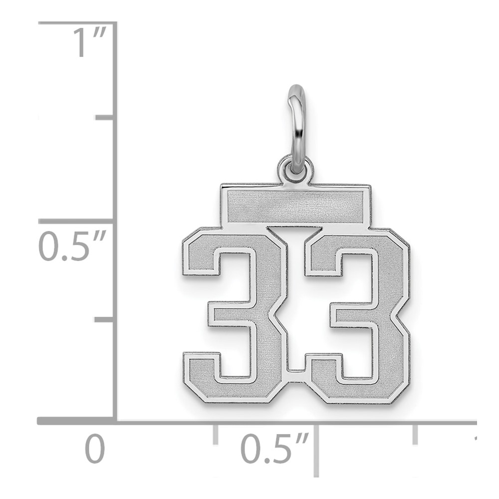 Sterling Silver/Rhodium-plated Satin Number 33 Charm (QPS33)
