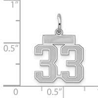 Sterling Silver Rhodium-plated Satin Number 33 Charm view 3