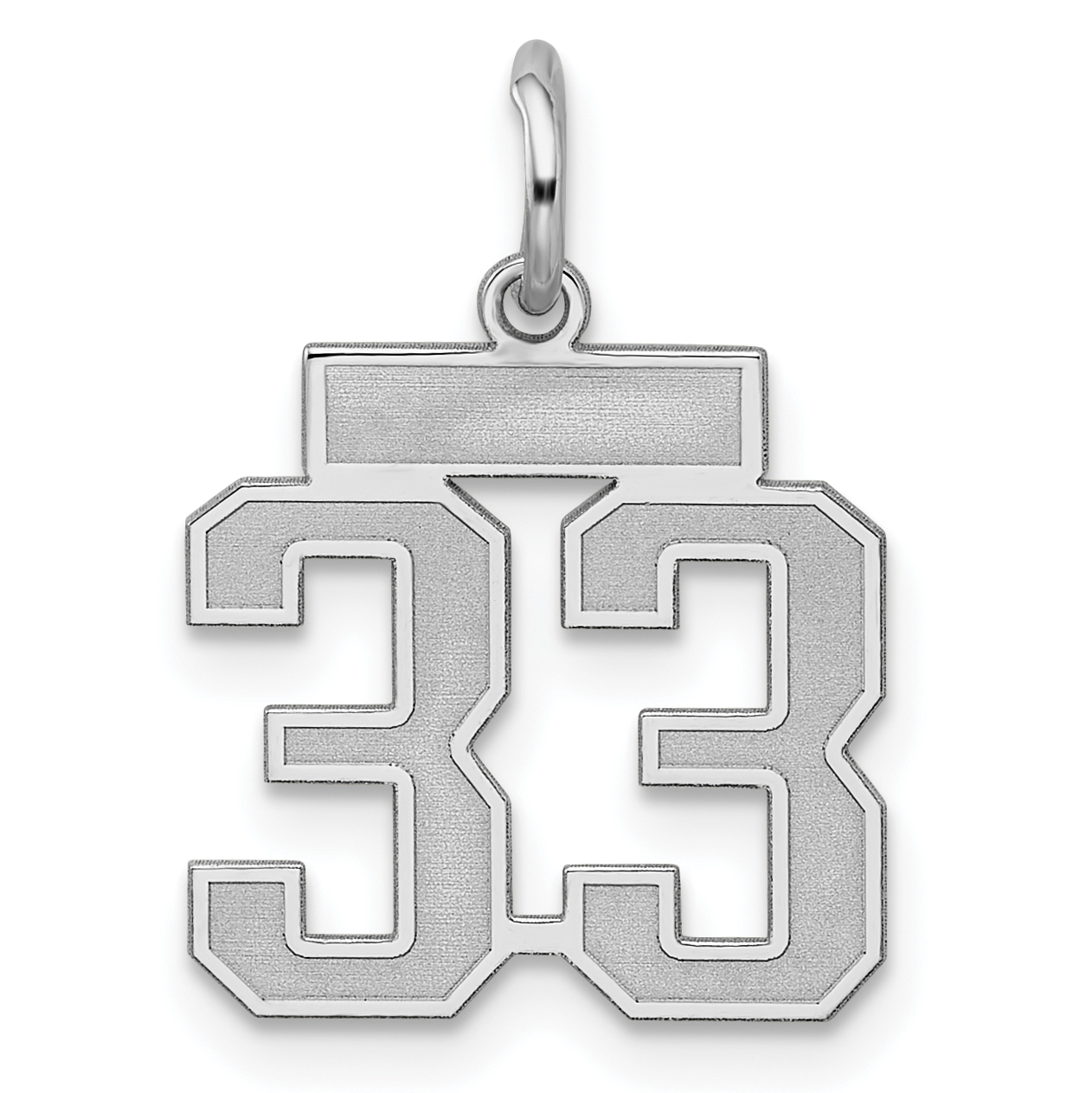 Sterling Silver/Rhodium-plated Satin Number 33 Charm (QPS33)