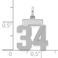 Sterling Silver Rhodium-plated Satin Number 34 Charm view 2