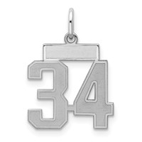 Sterling Silver Rhodium-plated Satin Number 34 Charm view 1