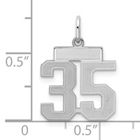 Sterling Silver Rhodium-plated Satin Number 35 Charm view 2