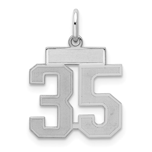 Sterling Silver Rhodium-plated Satin Number 35 Charm