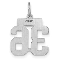 Sterling Silver Rhodium-plated Satin Number 36 Charm view 4
