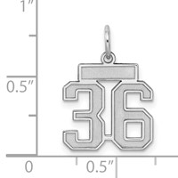 Sterling Silver Rhodium-plated Satin Number 36 Charm view 3